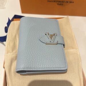 SOLD - LV Vertical Compact Wallet - Olympe Blue